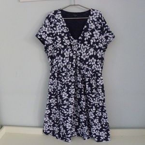 New Garnet Hill Navy Floral IKAT Dress Size 18